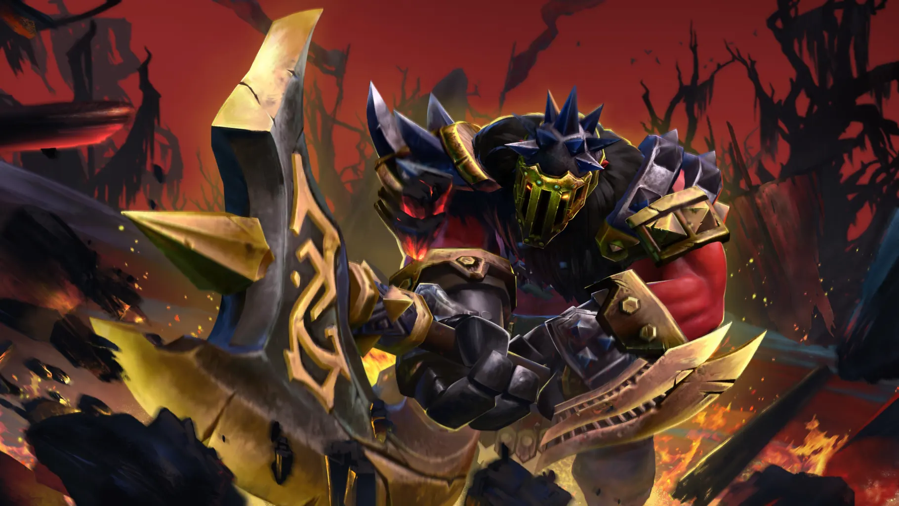 The loading screen featuring Axe from the “Armor of the Shattered Vanguard” set in Dota 2